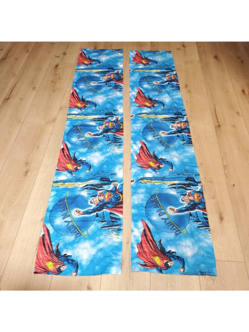 SUPERMAN Daily Planet Gotham DC Comics Window Valance Curtain Set Lot Of 2 83x16